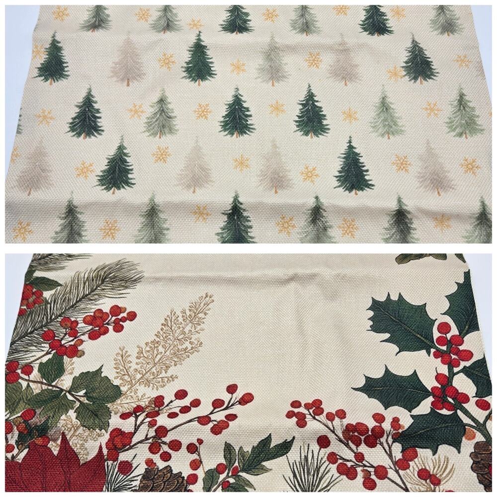 FARMHOUSE HOLIDAY Pillow Covers 17×17" 2pc Zip CHRISTMAS NEW! Red Cream Green